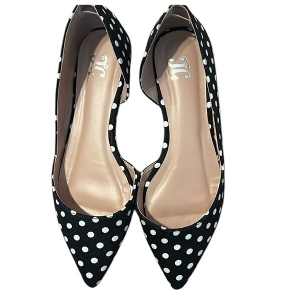 Waylon,Inc 2 pair blk&wht 1 polka dots 1 stripped side cutout canvas flats GUC - Picture 1 of 16